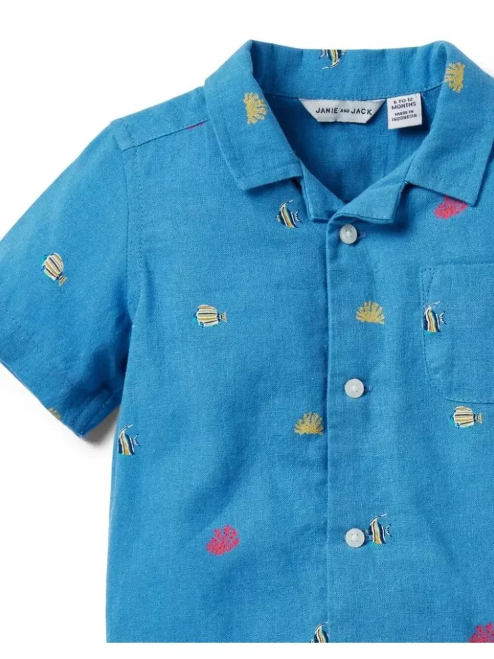 The Cabana Matching Baby Set Bright Blue Coral Fish Baby Size 0-3 months